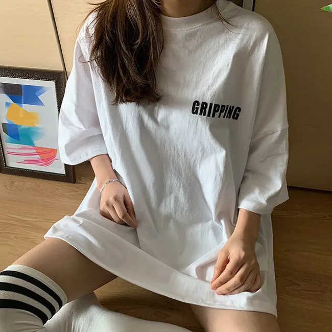 (🚀당일출발!/남여공용/빅사이즈) 루즈핏 오버 레터링 패치 반팔 티셔츠 3color 상세 이미지 9