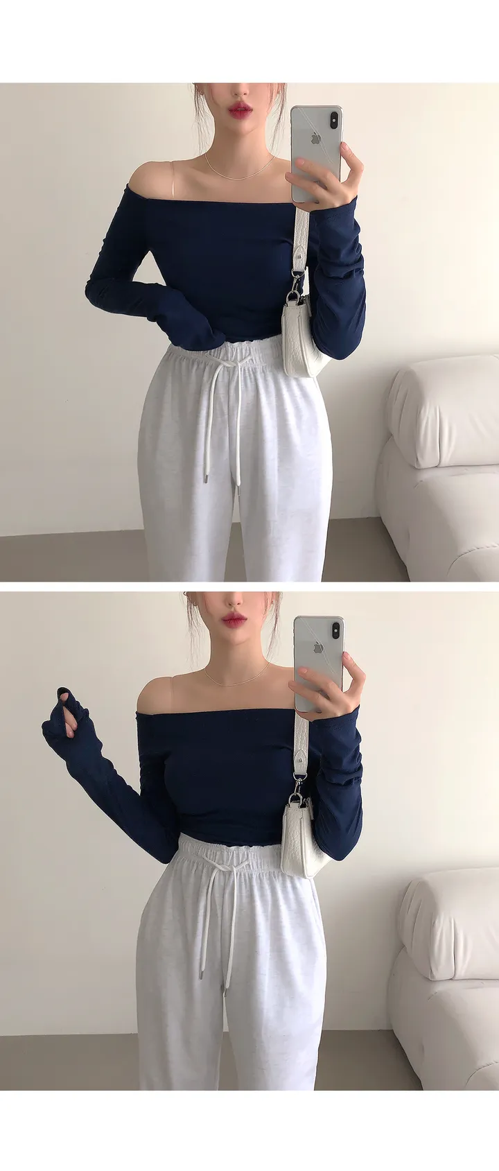 [인생컬러/여리핏] 우프 오프숄더 슬림핏 긴팔 티셔츠 봄티셔츠 봄신상 봄옷 가을티셔츠 가을옷 가을신상 상세 이미지 6