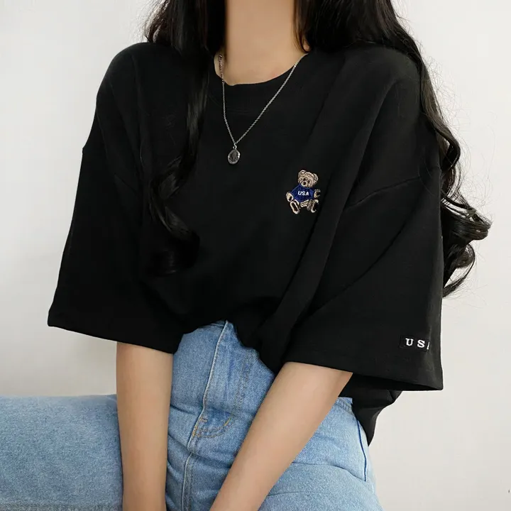 [예쁨/데일리] 베어 라벨 자수 오버핏 반팔티T 상세 이미지 39