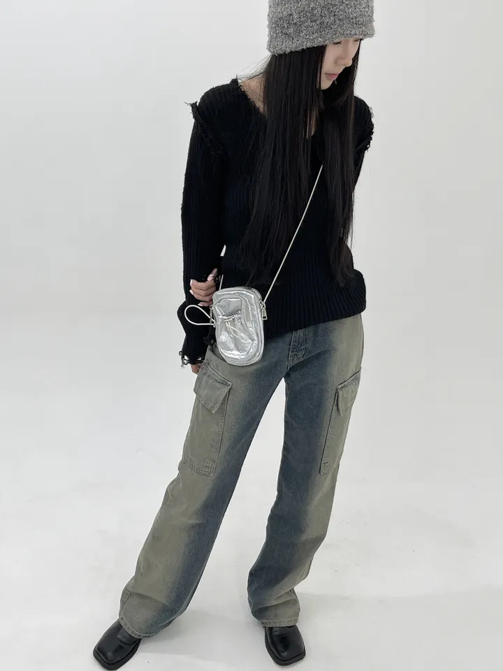 [3color]글로시 / 나일론 스토퍼 미니백 glossy mini crossbag (가벼운 데일리 가방 유니크 쁘띠 스트링 크로스백) 상세 이미지 5