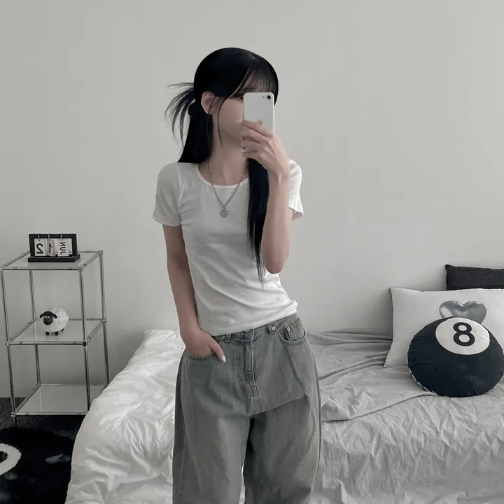 daily slim-fit short sleeve t [ 기본핏 라운드 슬림핏 스탠다드 숏 반팔 티셔츠 ] 상세 이미지 7