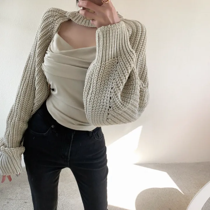 볼류머 크롭 볼레로 가디건 상세 이미지 3