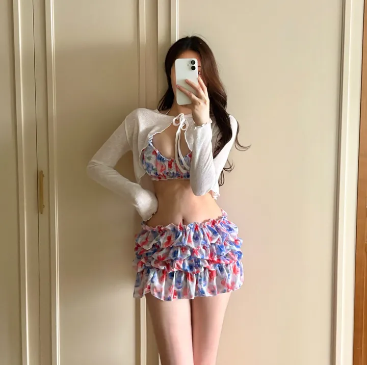 (M-XL) 캉캉비키니 주름 탱키니 쓰리피스비키니 스커트비키니 상세 이미지 15