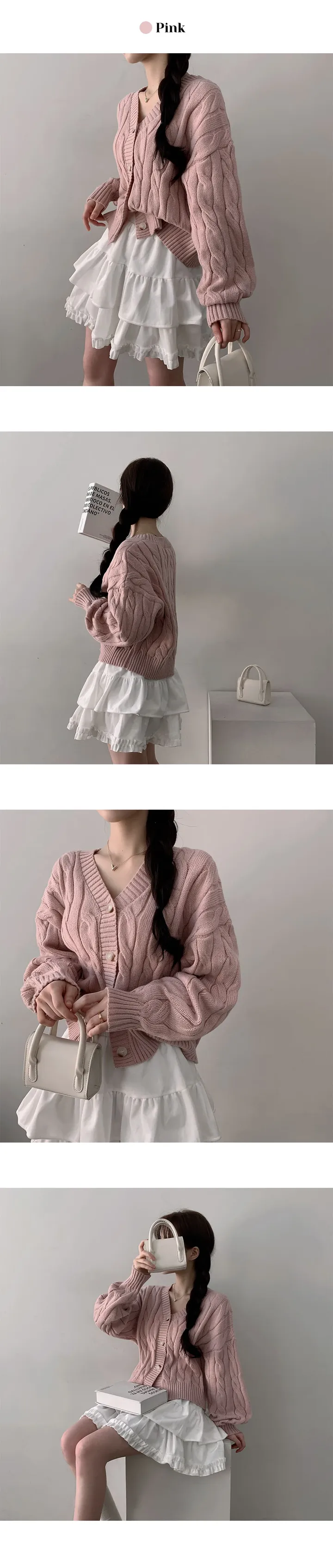 [색감맛집/가디건 종결!] 디부 루즈핏 브이넥 꽈배기 니트 가디건 (8color) 상세 이미지 8