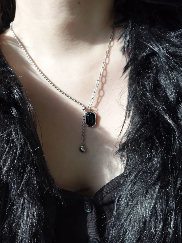 [s.steel] black drop necklace | 써지컬 블랙 드롭 목걸이 상세 이미지 9