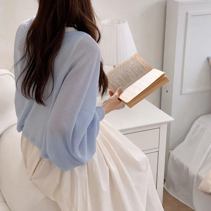 [여름SALE/핏보장/살안타템] 여름용 크롭 그물 네트 볼레로 가디건 얇은 니트 시스루 햇빛차단 체형커버 간절기 오버핏 부유방커버 장마룩 살탐방지 휴양지룩 레이어드 - 4color 상세 이미지 24