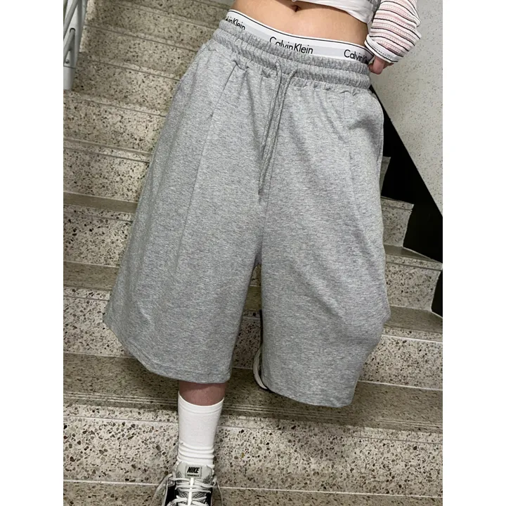 [UNISEX/기획특가/2size!]원턱 라인 루즈 와이드 버뮤다 트레이닝 하프 팬츠(5color) 상세 이미지 16