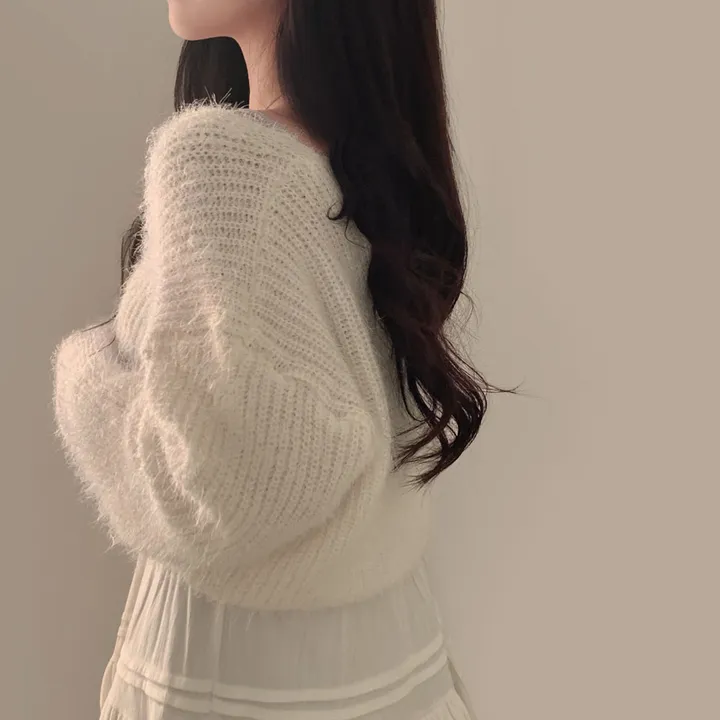 [🥀색감/부드러움 1등!]흐르는 여리핏, 솔잎 앙고라 브이넥 크롭 가디건 상세 이미지 21
