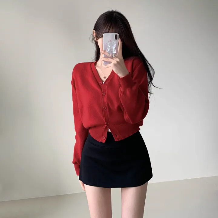[인생가디건/10color] 머피 데일리 브이넥 무지 버튼 허리잘록 여리 니트 긴팔 가디건 상세 이미지 6