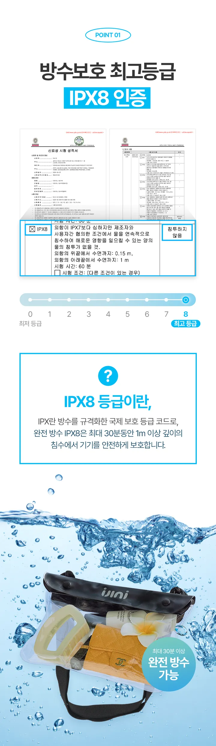 완판 5차 입고! [1+1 특가] 당일출고🚀아이지니 핸드폰 방수팩 IPX8 아이폰 갤럭시 물놀이 방수가방 힙색 크로스백 스마트폰 투명 워터파크 흠뻑쇼 워터밤 방수케이스 클러치 상세 이미지 10