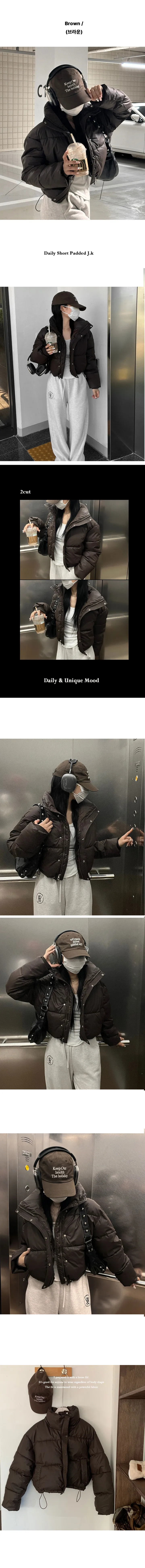 *기획특가[웰론빵빵/갓성비] * 레더 하이넥 숏패딩 점퍼자켓 (스트링o 시보리o 크롭 핀터 가을겨울 경량집업 유무광 졸업키작녀룩 롱빅사이즈 오버핏 힙걸 y2k아우터 고퀄가죽 간절기 상세 이미지 3