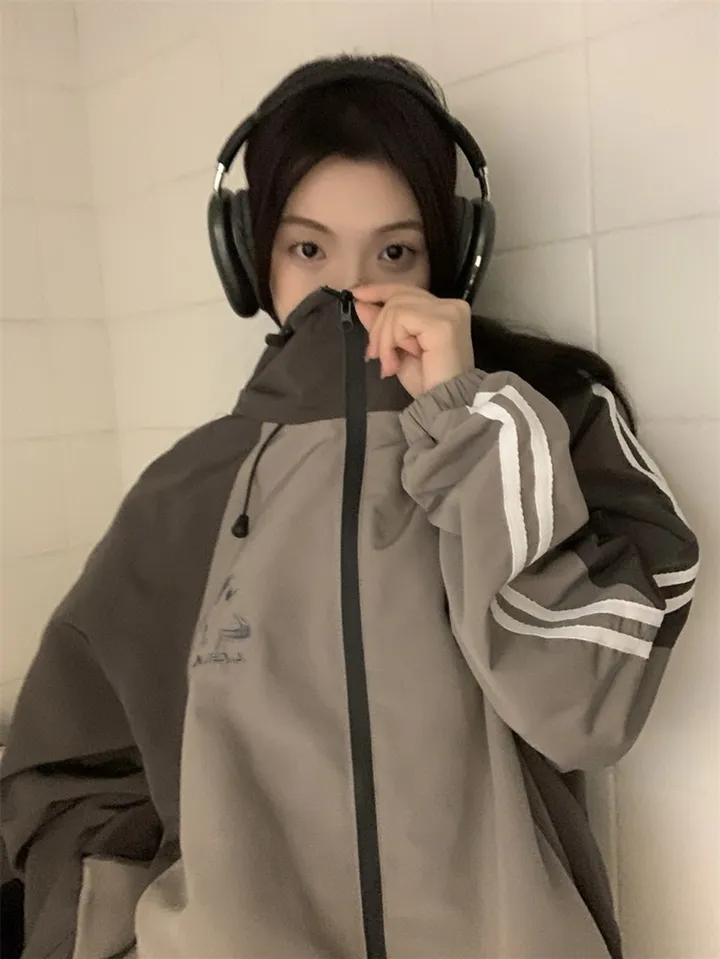 [봄신상💗/고프코어]햄프턴 배색 트랙라인 바스락 후드 윈드브레이커 바람막이 집업 상세 이미지 9