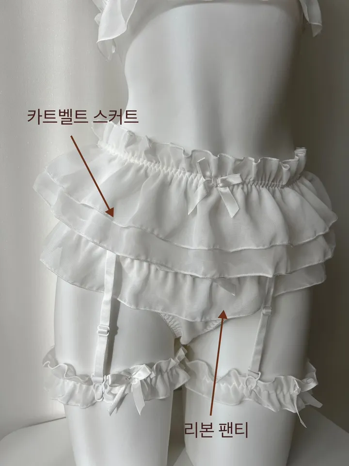 [🏆리뷰극찬🏆당일출고]리본 속옷 세트 시스루 섹시 브라 가터벨트 스커트 잠옷 란제리 이벤트 nancy (2 color) 상세 이미지 25