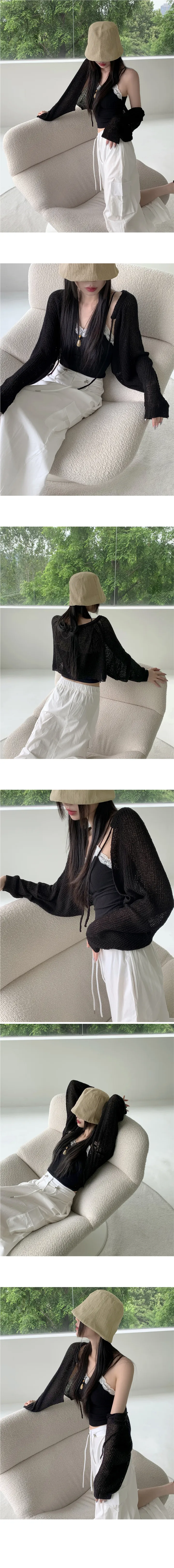 [2천장 판매/6color] 허니 기본 부클 끈 리본 크롭 볼레로 가디건 상세 이미지 11