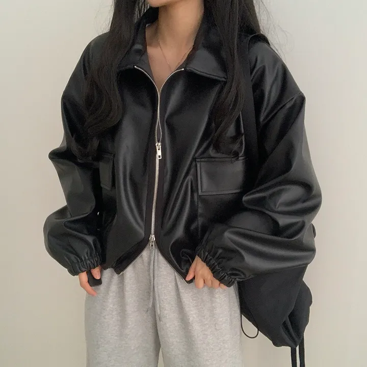 [ 봄신상 ]루즈핏 투웨이 레자 숏점퍼 상세 이미지 45