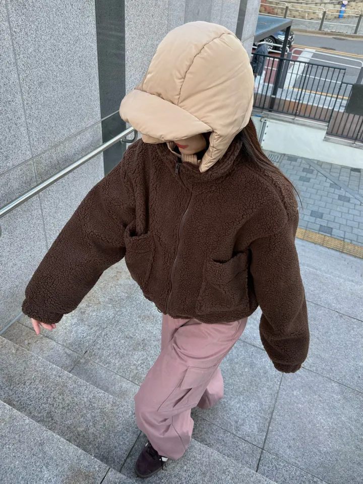 [iam테디베어]뽀글이 플리스 덤블자켓 후리스 양털점퍼 뽀글이자켓 4colors 오버핏 겨울아우터 힙 양털 집업 안감내장 자켓 상세 이미지 14