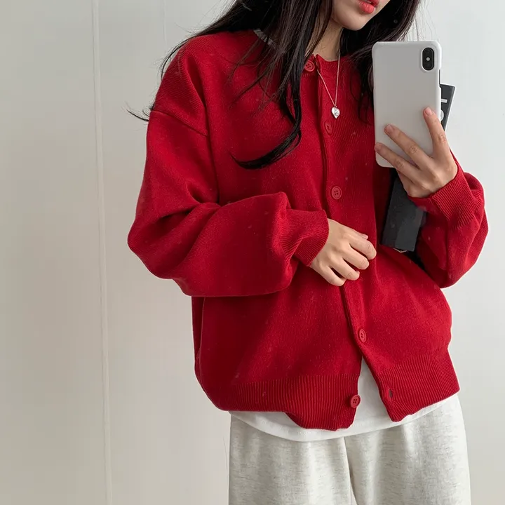 [ 데일리/무려~12컬러 ] 가을 겨울 포포 도톰 라운드 가디건 상세 이미지 41