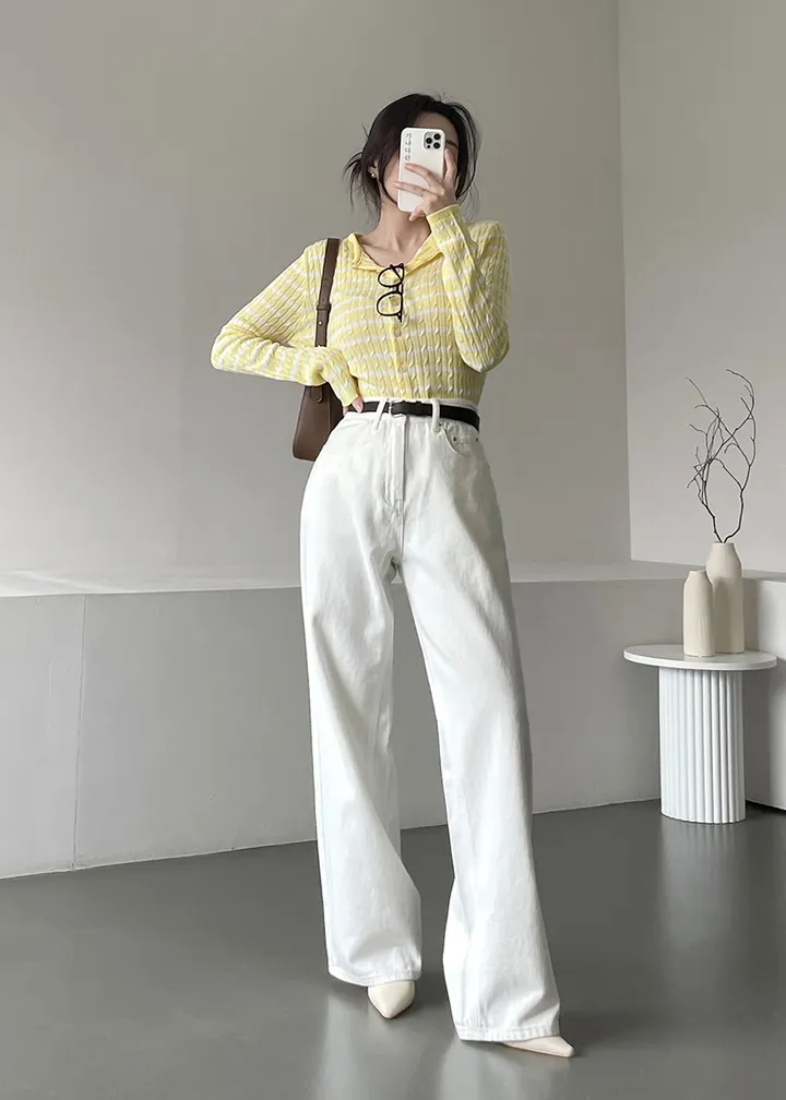 [데일리템💛/쫀쫀스판] 가나다란 리버 스트라이프 단가라 케이블 꽈배기 니트 가디건 4color 상세 이미지 10