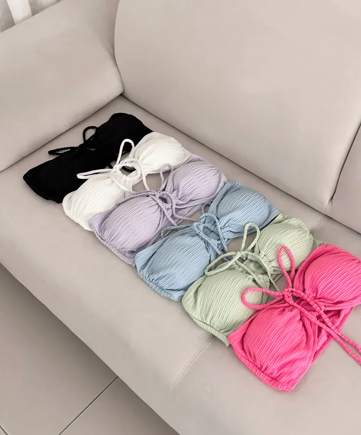 [최저가!!/핏보장/6col] 홀터넥 리본 X끈 4way 섹시 글램 스트랩 셔링 커버업 랩 스커트 치마 비키니 수영복 세트 비치웨어 휴양지룩 청순 여리 분위기 슬림핏 쓰리피스 상세 이미지 21