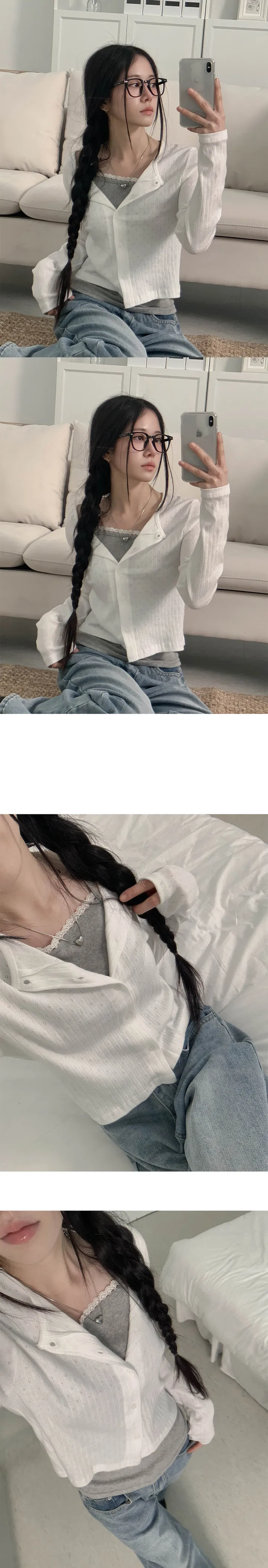 [여름에도 쭉 - ✿] 플라워 펀칭 가디건 (3color) 상세 이미지 9