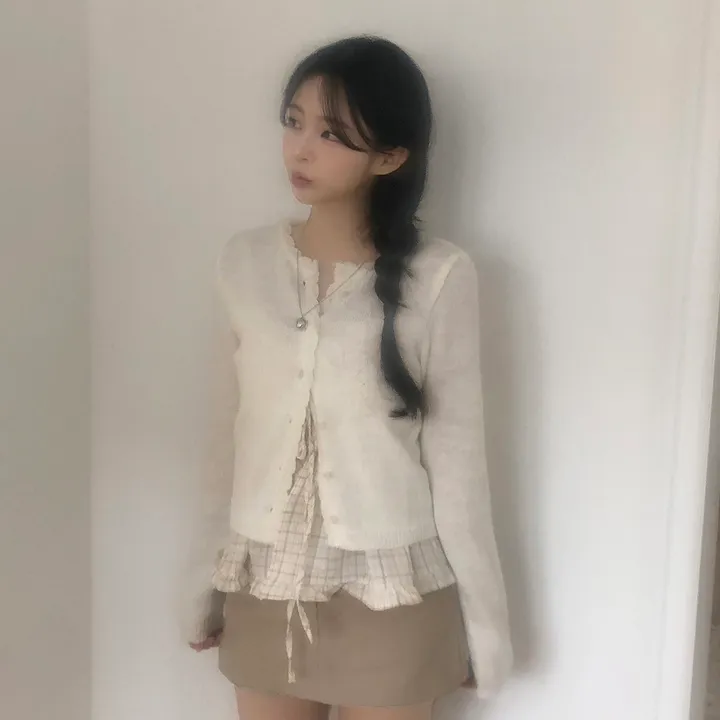 [레이어드템!]러블리 체크 리본 뷔스티에 나시 블라우스 2color 상세 이미지 25
