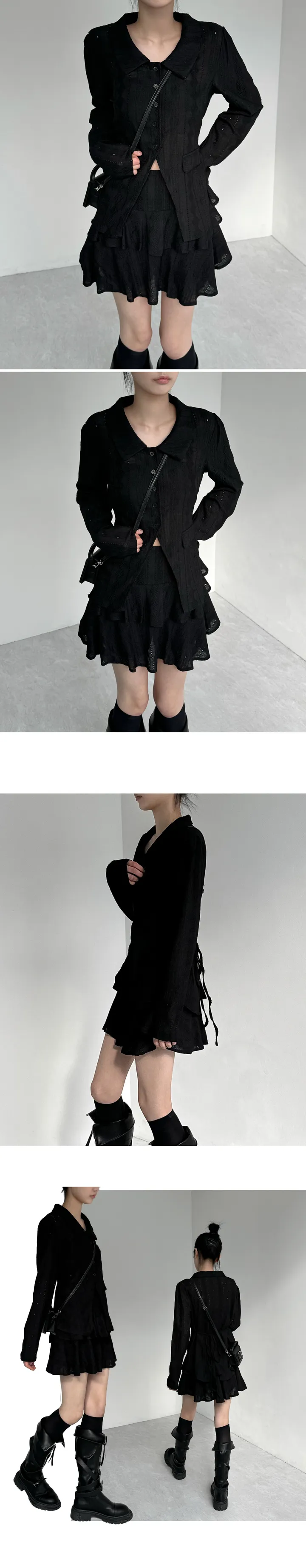 [발레코어🤍러블리] 카라 펀칭 프릴 레이스 블라우스&스커트 투피스 상세 이미지 9