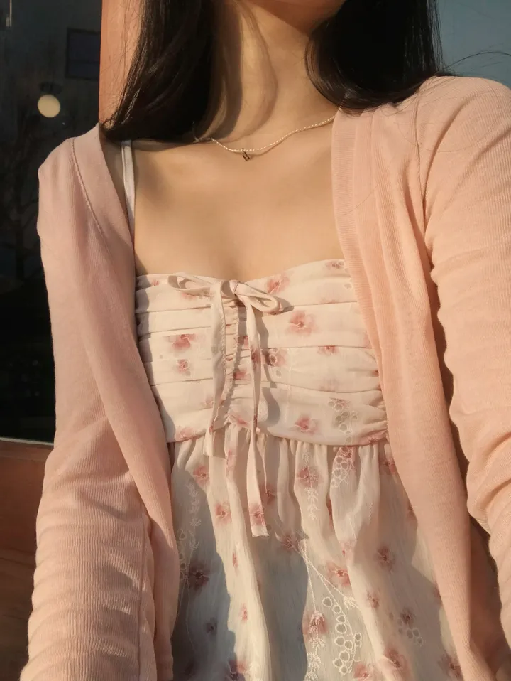 벚꽃룩🌸 리노아 플라워 쉬폰 가디건 뷔스티에 set 상세 이미지 13