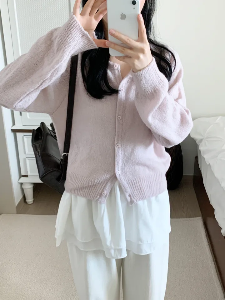 [보송/여리핏☁️] 바스 모헤어 가디건 (5color) 봄가디건/여름옷/데일리룩/데이트룩/벚꽃/나들이룩/핑크/니트/피크닉룩 상세 이미지 10