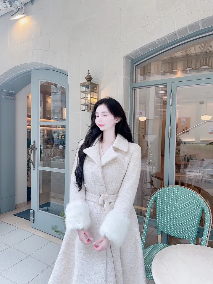 [빠른배송💗/신상기획할인💗] 아르떼미떼 아이보리 폭스 소매 페이크 퍼 벨트 플레어 롱 울 코트 (high quality - 아이보리 , 핑크 국내제작 고퀄리티 안감 누빔 겨울 한겨울 방한 아우터 연말룩 원피스 연말 파티룩 페이크퍼 에코퍼 드뮤어룩 드뮤어) 상세 이미지 67