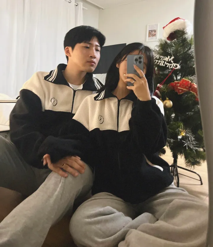 [크롭/오버핏] 유니크 하이넥 배색 후리스 집업 점퍼 겨울 커플룩 시밀러룩 상세 이미지 10