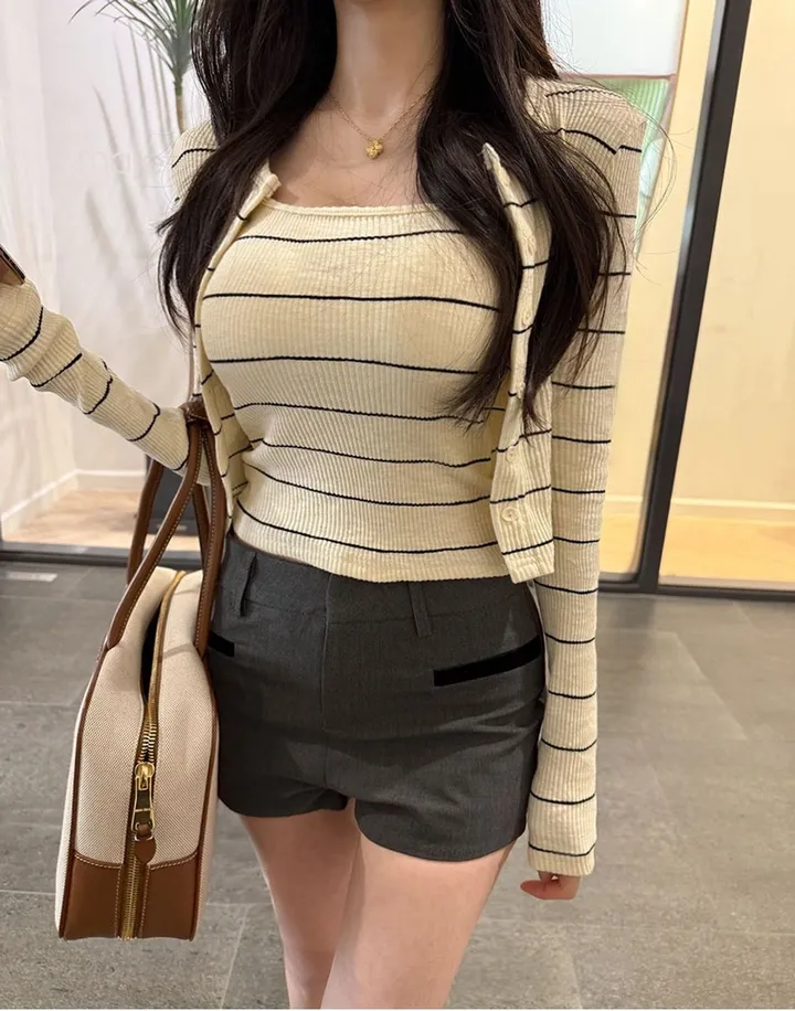 스트라이프 가디건+나시 투피스 상세 이미지 6
