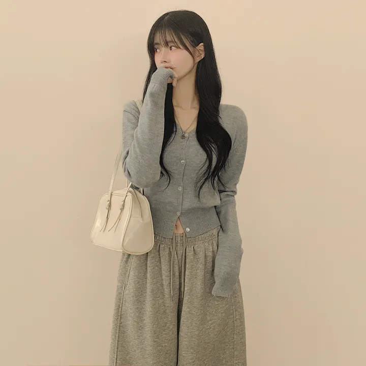 [울100✨허리잘록핏!] 크롭 브이넥 니트 파스텔 봄가디건 상세 이미지 6