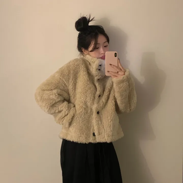 [문의폭주🐻] 베어 버튼 뽀글이 퍼 숏코트 자켓 / 누빔 코트 자켓 - 3color 상세 이미지 7