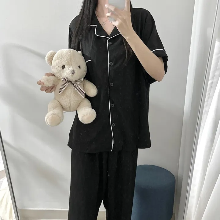 [88~110사이즈🖤신상할인] 여름 잠옷 홈웨어 봄 간절기 블랙 세트 수면 선물 커플 빅사이즈 플러즈 2XL 3XL 4XL 5XL 99 100 상세 이미지 7