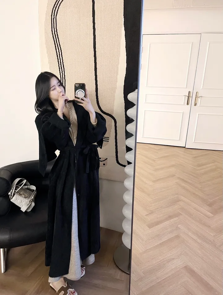 *무조건당일배송/강추* 까누아 빅숄카라 패치 밍크 롱 코트 가디건 [수입] 상세 이미지 14