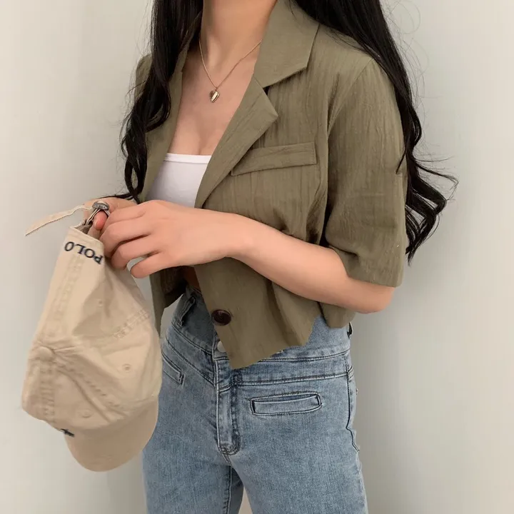 [베스트재진행] 린넨 크롭 반팔JK 상세 이미지 14