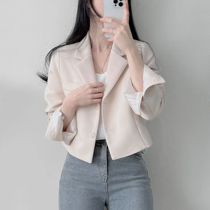 봄자켓*.* [패드없는, 퀄리티굿] 소매트임 크롭 자켓 상세 이미지 5