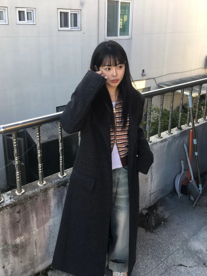 (*주문폭주*) (2 color) 무드 울 헤링본 롱코트 상세 이미지 34