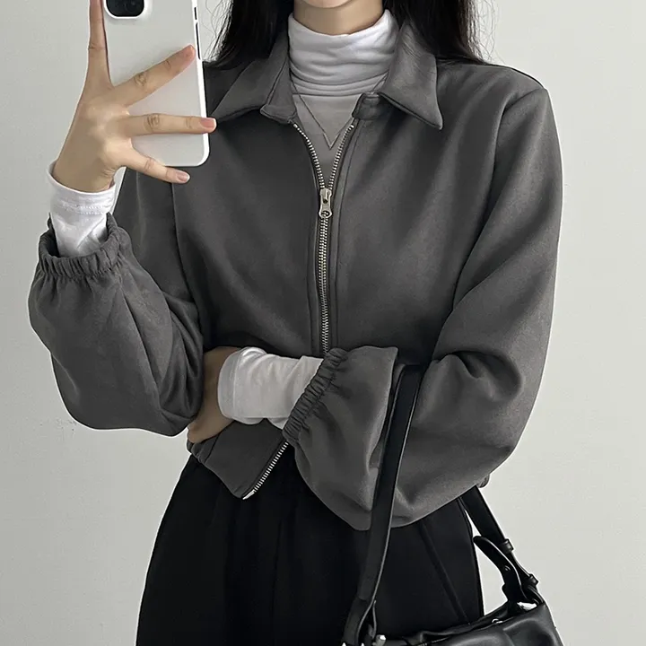 [봄재진행! *투웨이집업/빠른배송🤎스웨이드자켓,세무자켓,크롭아방핏 봄신상] 스웨이드투웨이점퍼 상세 이미지 9