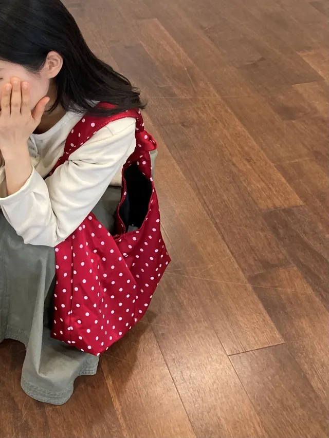 빈티지 도트 매듭 에코백 | 코지 가방 심플 빈티지백 보부상백 숄더백 대학생 캠퍼스룩 상세 이미지 9