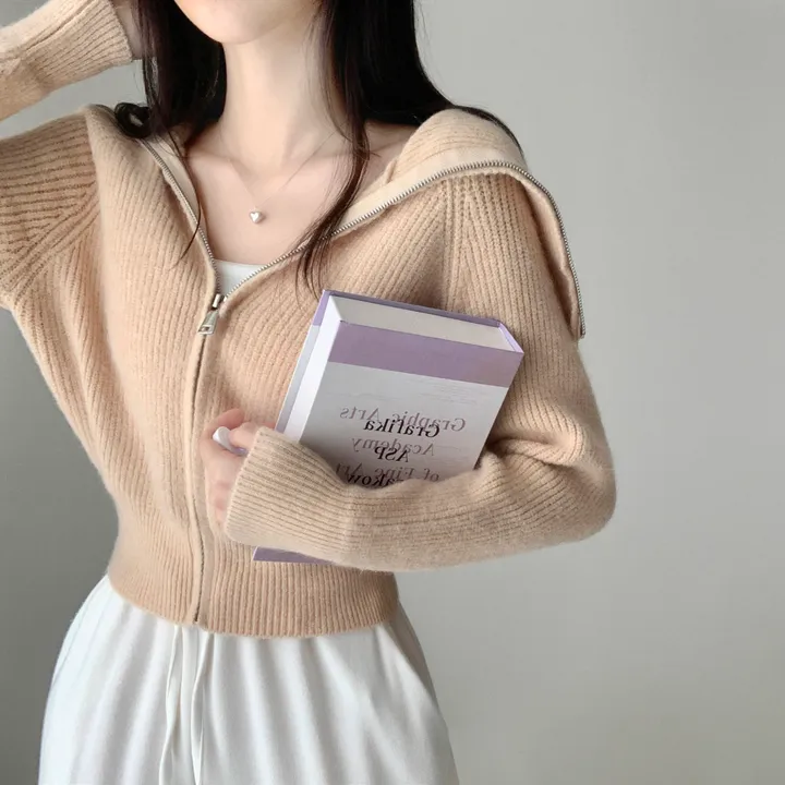 [예쁜색감💗/포근부들] 반디 하찌 하이넥 골지 크롭 벌룬 집업 니트 가디건 상세 이미지 25