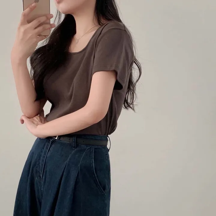 [팔말라핏/국내제작!]팔뚝살 부각없는, 라이프 베이직 스퀘어넥 루즈핏 반팔 티셔츠 상세 이미지 61