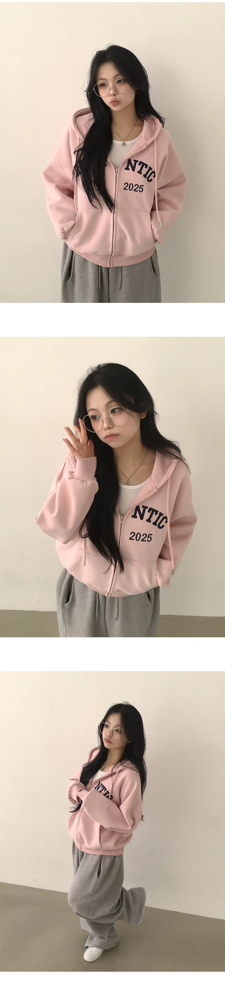 [고퀄,자수포인트!/귀여운아방핏] 예쁨보장, 데일리 레터링 자수 아방핏 박시 후드집업 (6color) 상세 이미지 5