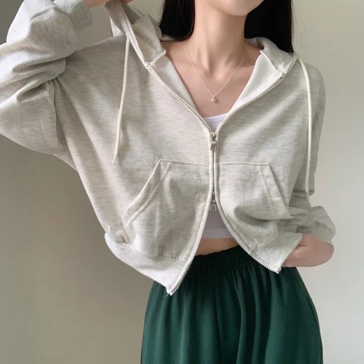 [아방귀염핏💕/투웨이] 로멜 크롭 루즈핏 벌룬 김팔 투웨이 후드 집업 상세 이미지 21