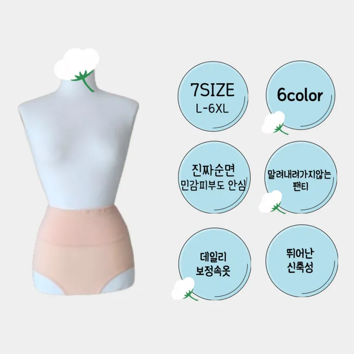 5SET 6XL 빅사이즈팬티 똥배팬티 상세 이미지 5