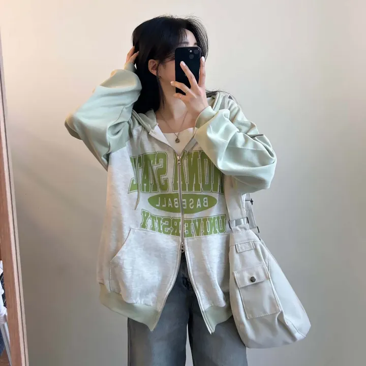 오늘출발🤎 [오버핏/투웨이~] 스테이트,오버핏 레터링 투웨이 배색 후드 집업 [4color] 상세 이미지 39