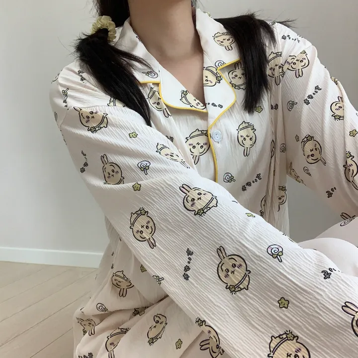 [신상💛] 먼작귀 우사기 요루 집순이 생일선물 긴팔 긴바지 잠옷 파자마 홈웨어 세트 상세 이미지 6