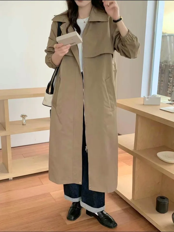 쫄벨트트렌치코트, 가을롱코트, 바라리,후드스트링, 캐쥬얼 상세 이미지 7