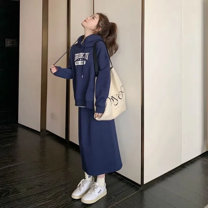 💙상하의세트💙 후드티 롱 치마 꾸안꾸 캐주얼 트레이닝복 코디세트 마실룩 간절기 상세 이미지 11
