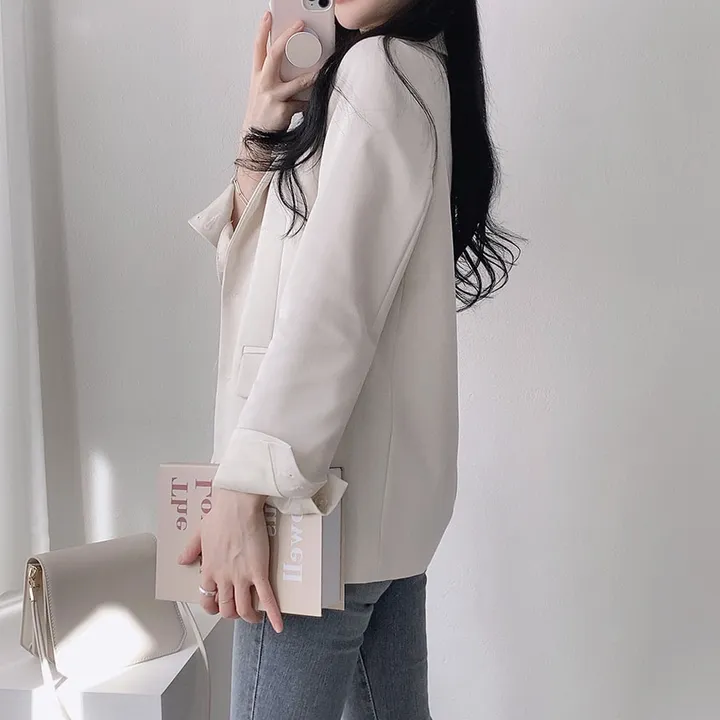[어깨패드없는] 색감굿 3버튼 소매트임 싱글 자켓 상세 이미지 20